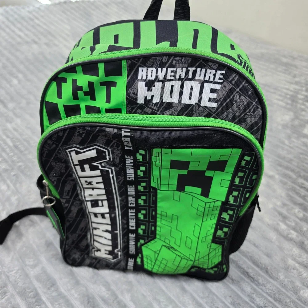 Minecraft Adventure Mode Creeper TNT Backpack Green Black Kids School Bag